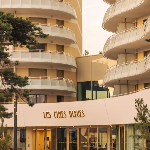 Hotel frontage with signage