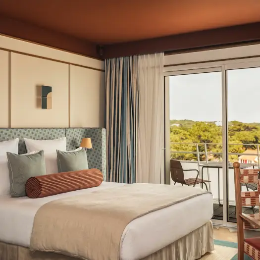 Focus on a bedroom lounge area