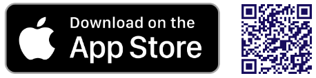 Schaltfläche 'Download im App Store' mit Apple-Logo und QR-Code daneben.