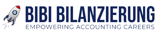 Logo mit einer kleinen Rakete links und dem Text BIBI BILANZIERUNG sowie dem Untertitel Empowering Accounting Careers.