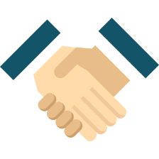 Illustration zweier Hände beim Händedruck als Symbol für Zusammenarbeit.