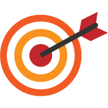 Pfeil, der genau in der Mitte eines Zielscheiben-Dartscheibe steckt.