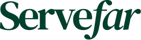 Dark green 'Servefar' serif logo text