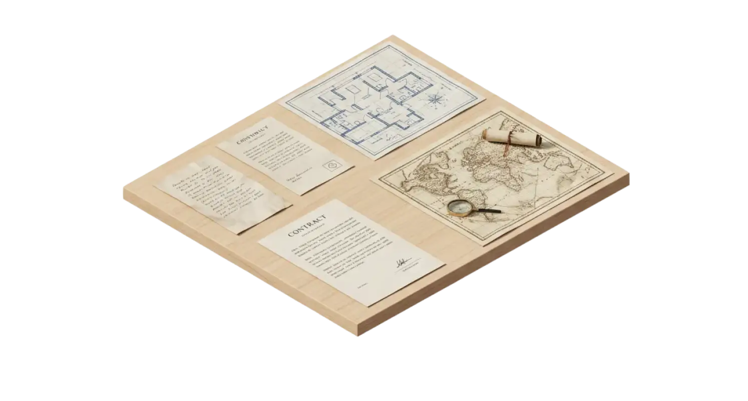 Isometric 3D home renovation scene with paint bucket, ladder, and wooden flooring samples