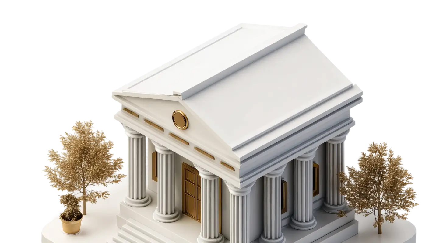 Isometric 3D illustration of tax documents, calculator, coins, and glasses