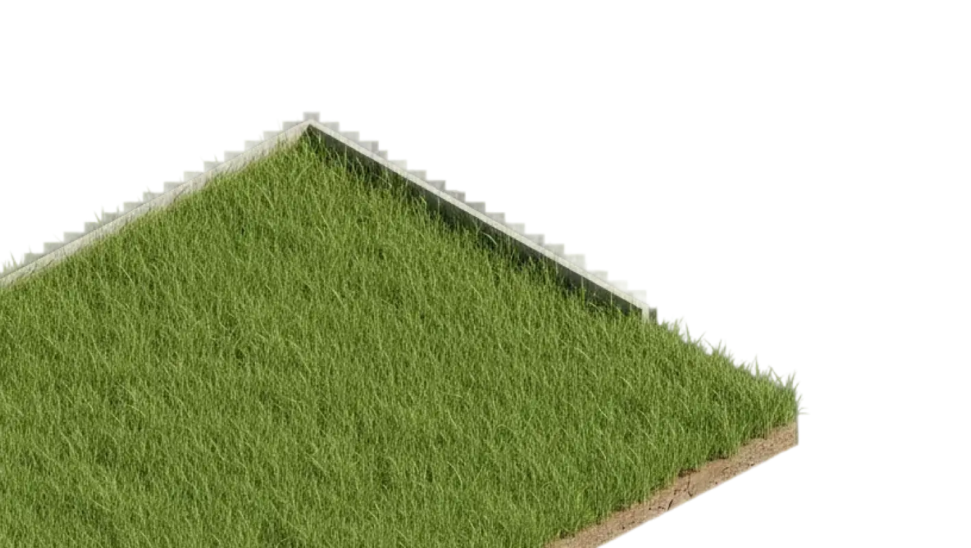 Isometric 3D rendering of a green grass patch