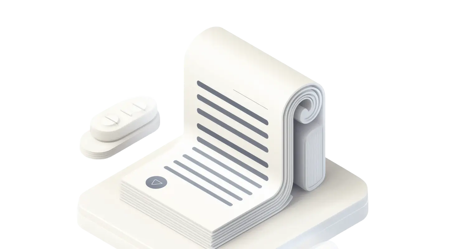 Isometric 3D illustration of a document and interface controls