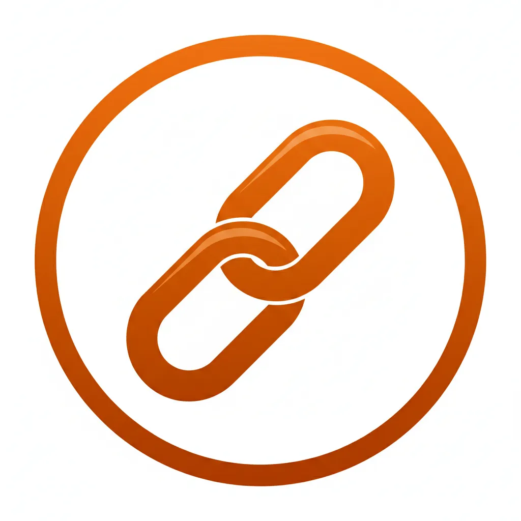 Orange chain link icon inside an orange circular border on a white background.