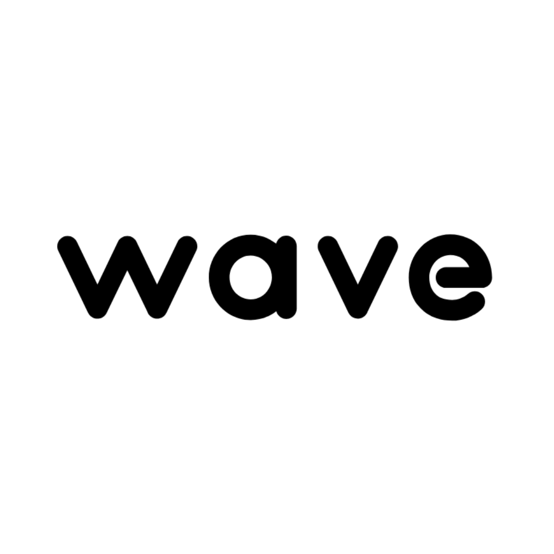 Wave brand name in bold lowercase black letters on white background.