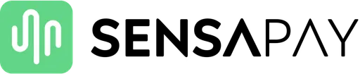 SensaPay company logo with stylized white 'S' symbol on a green square background and the black text 'SensaPay'.