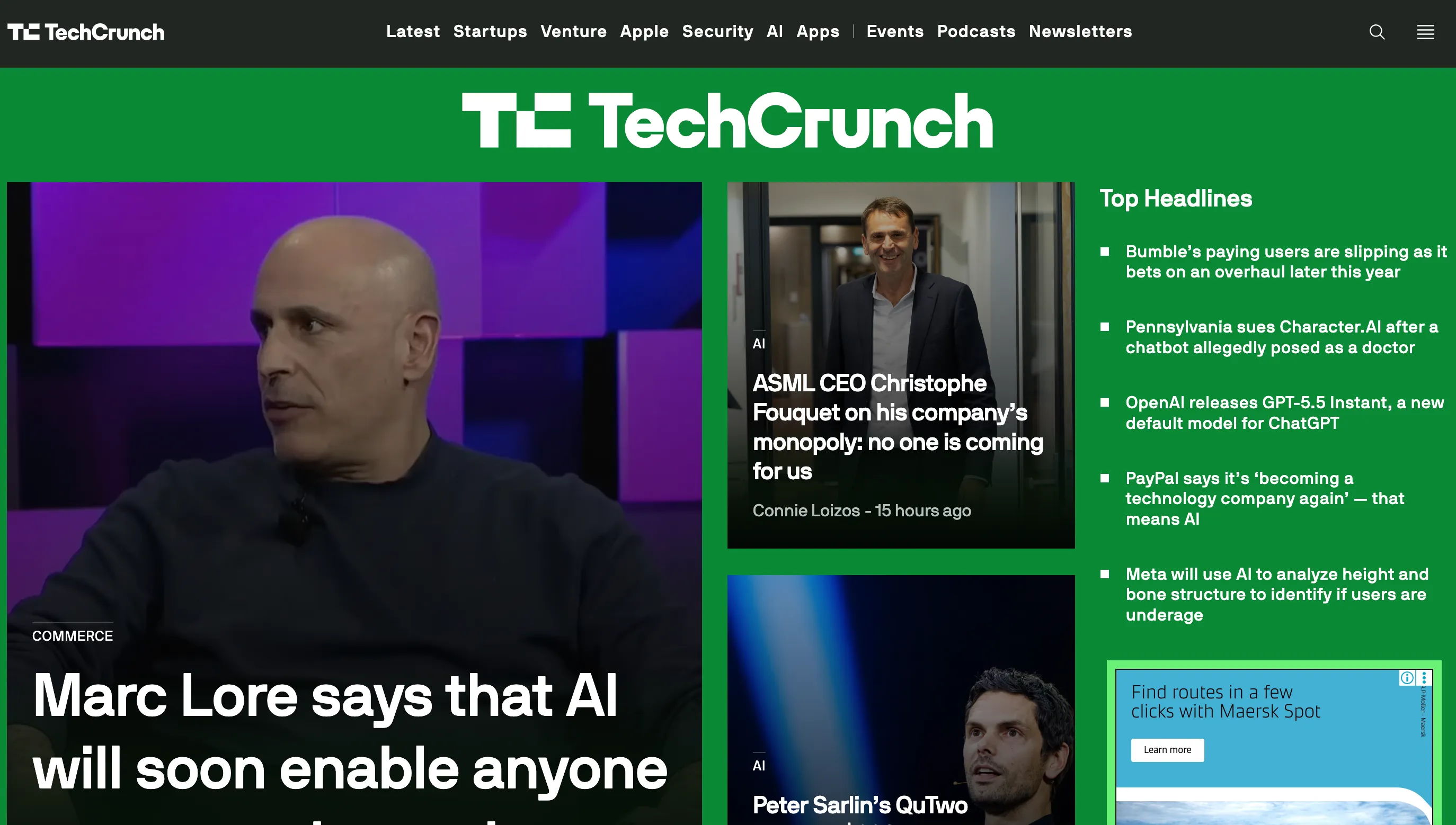 TechCrunch screenshot