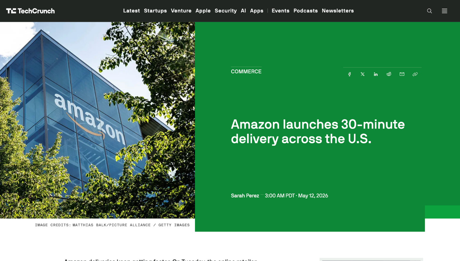Techcrunch article screenshot