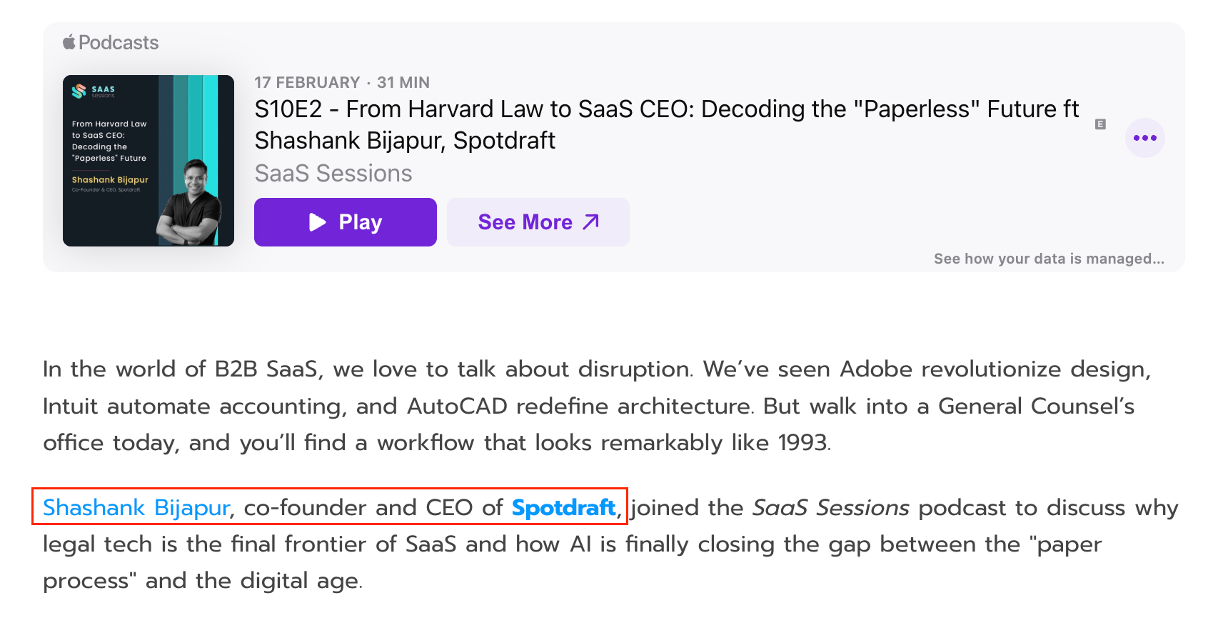 link from Podcast