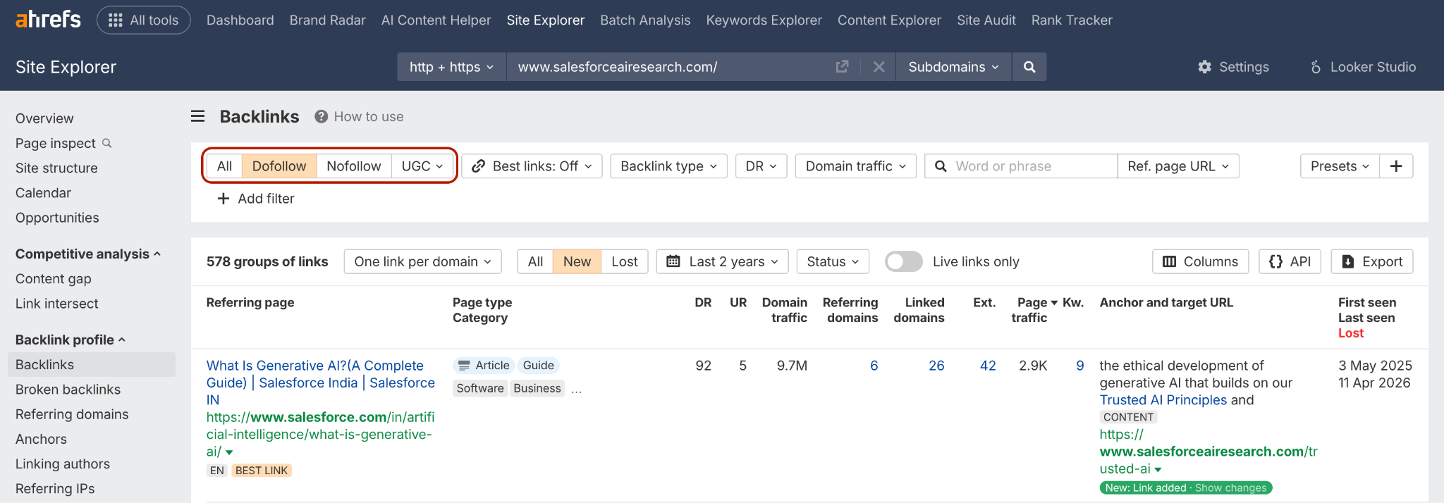 Backlink Audit in Ahrefs