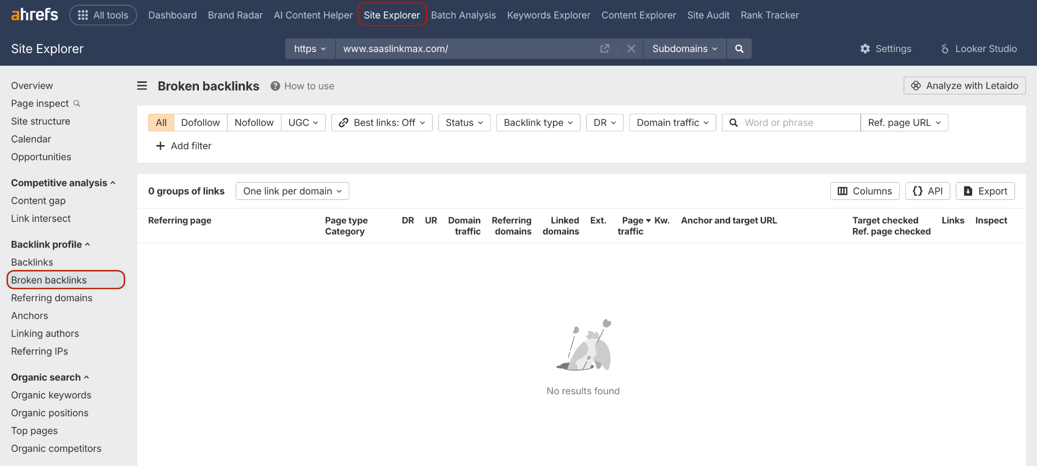 How to find broekn links in Ahrefs