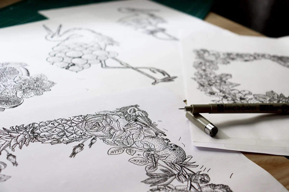 Illustrations faites à la main par l'agence La K Family