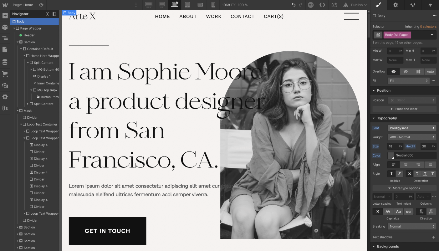Typography - Arte X Webflow Template
