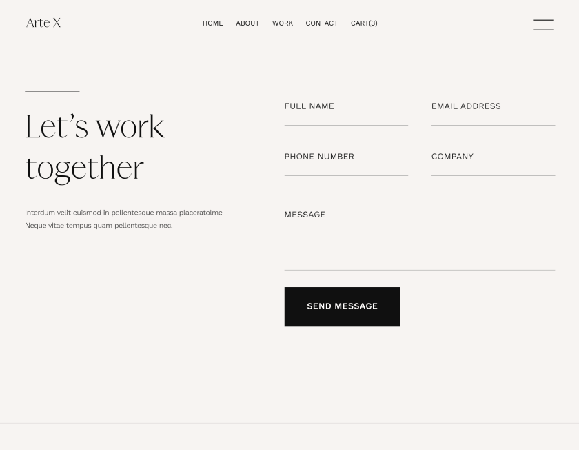 Contact - Arte X Webflow Template