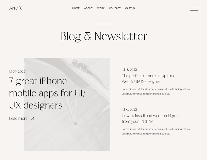 Blog - Arte X Webflow Template