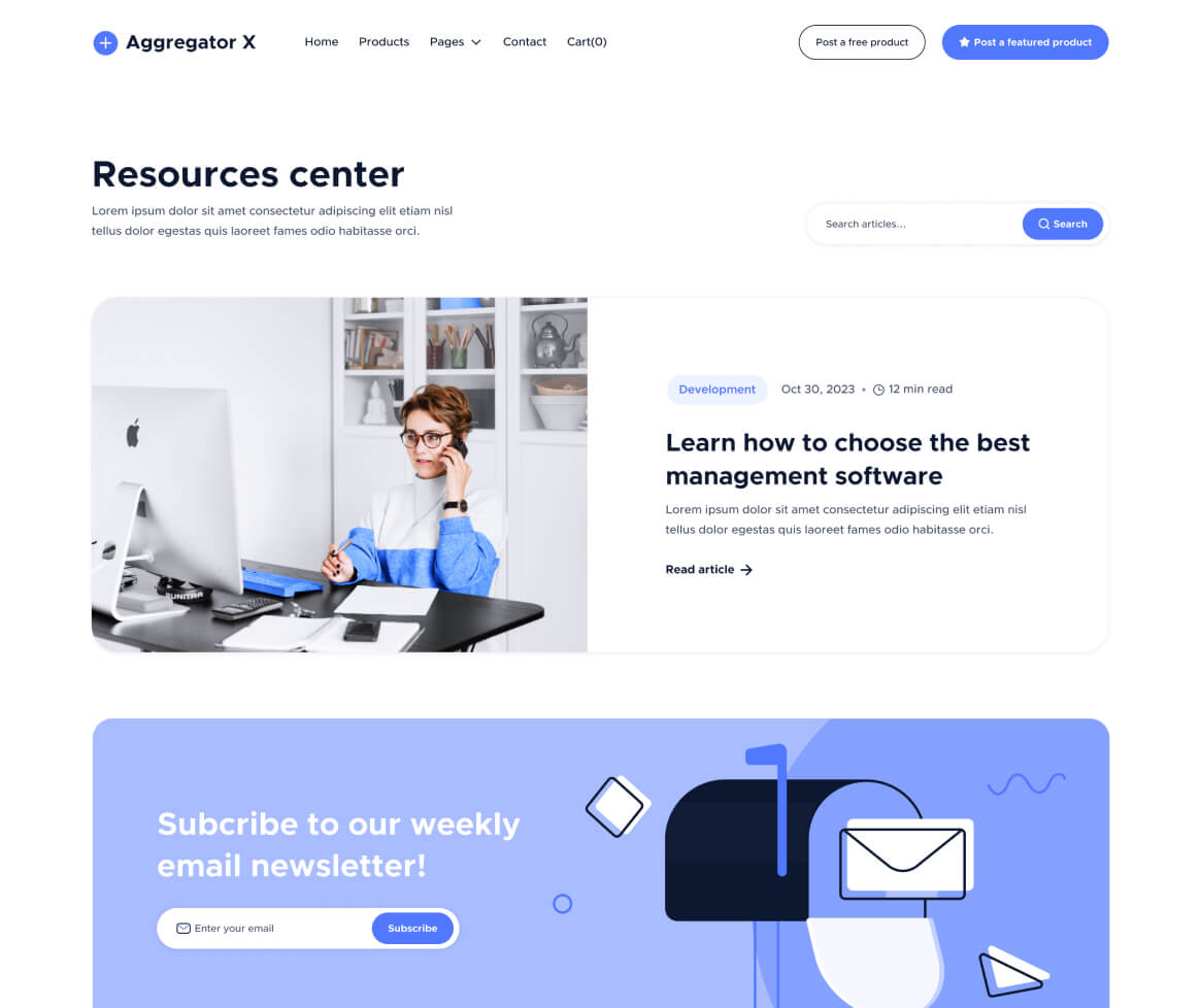 Aggregator X - Blog Page - Upvoting Webflow Template