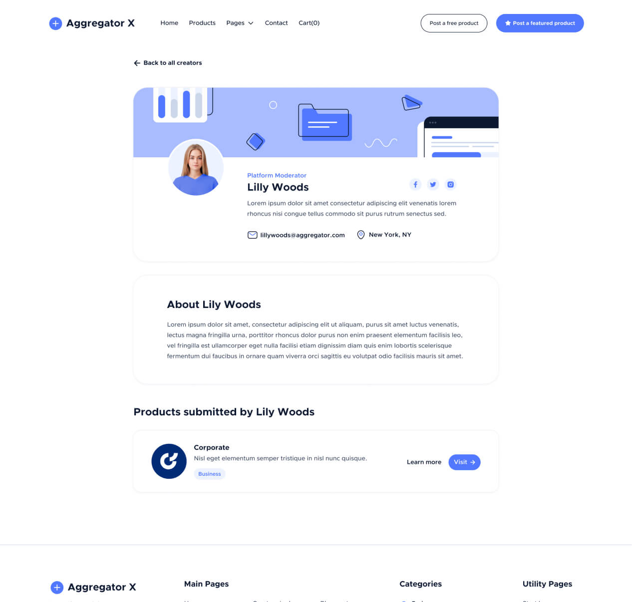 Aggregator X - Moderator Single Page - Upvoting Webflow Template
