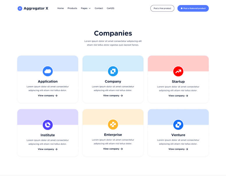 Aggregator X - Companies Page - Upvoting Webflow Template