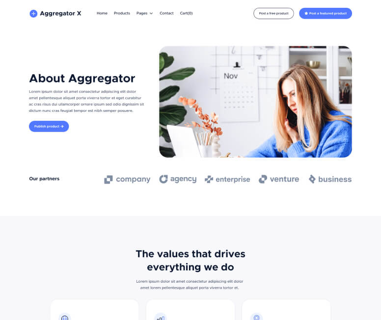 Aggregator X - About Page - Upvoting Webflow Template