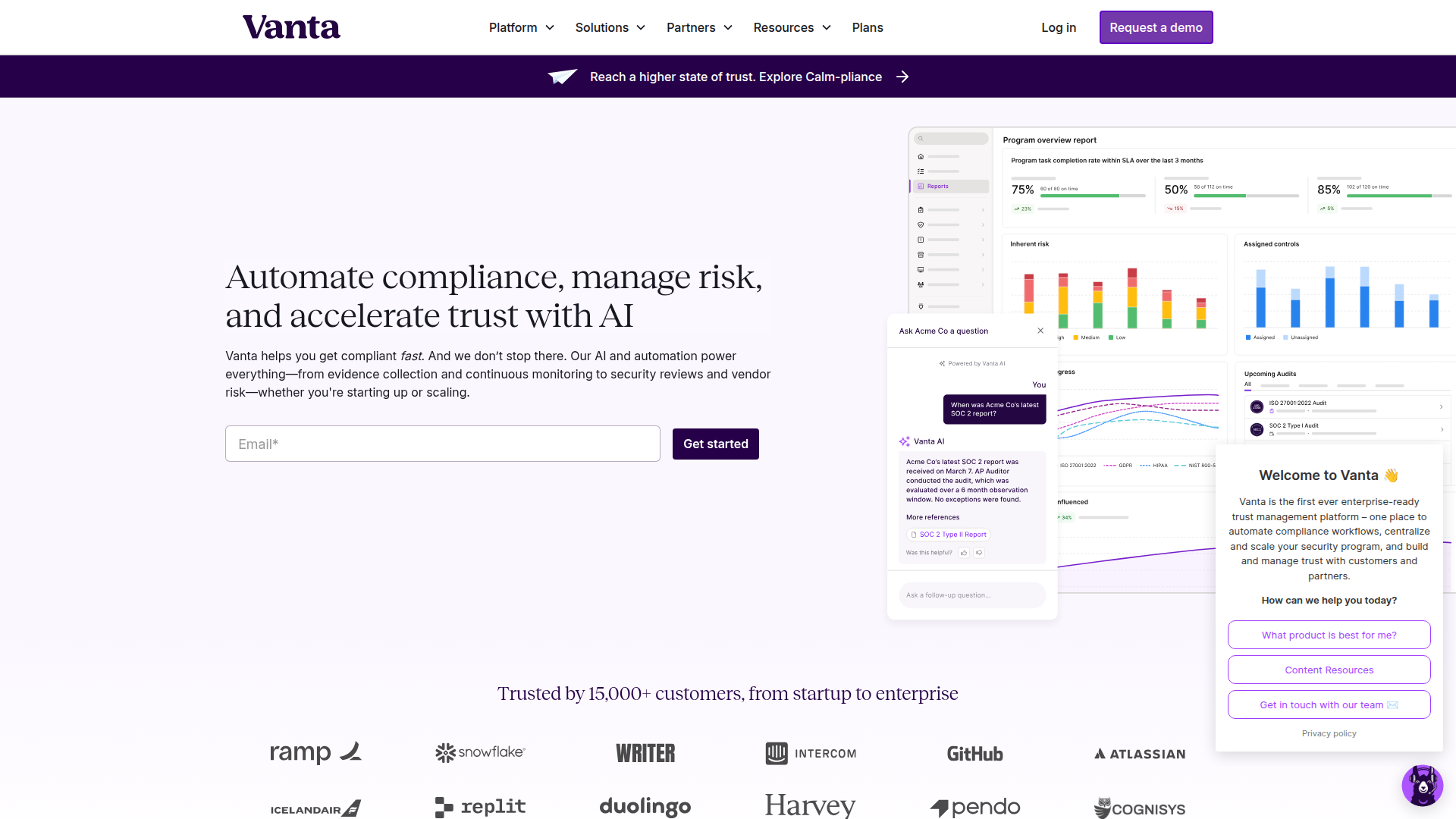 Vanta homepage screenshot