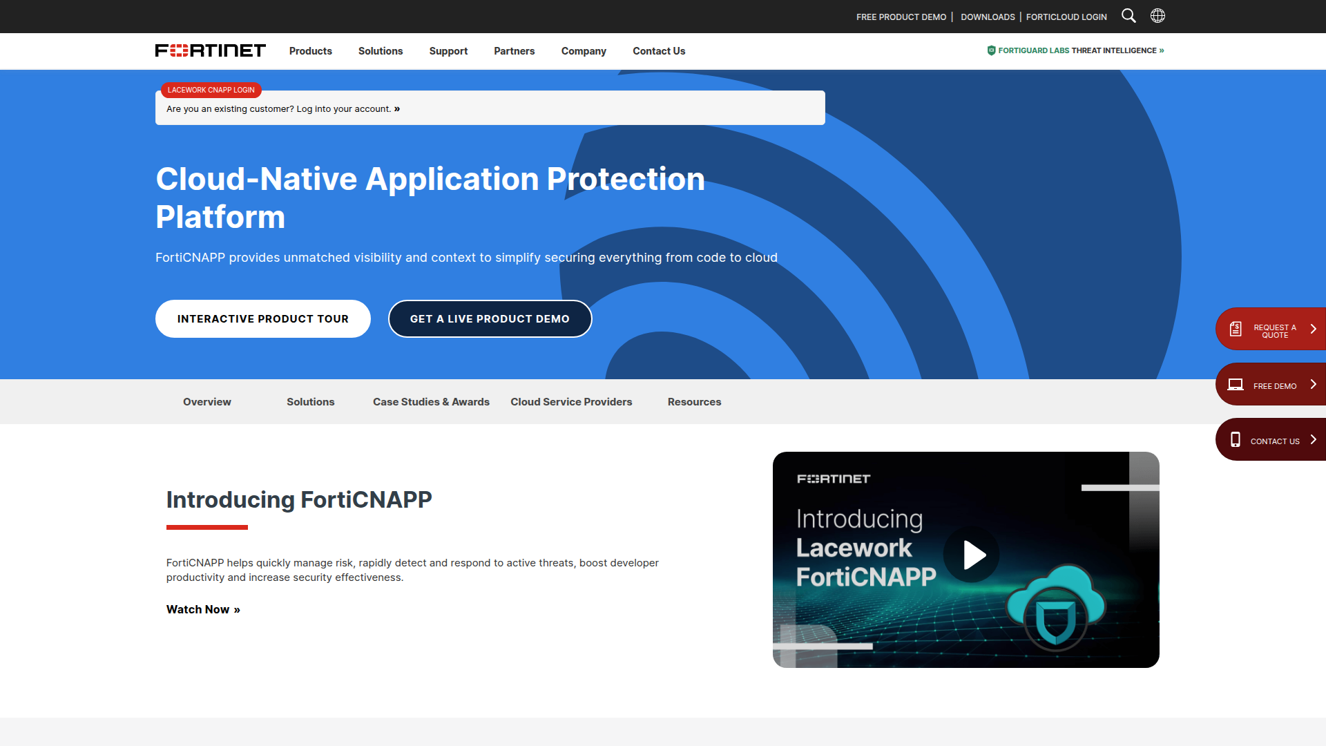 FortiCNAPP homepage screenshot