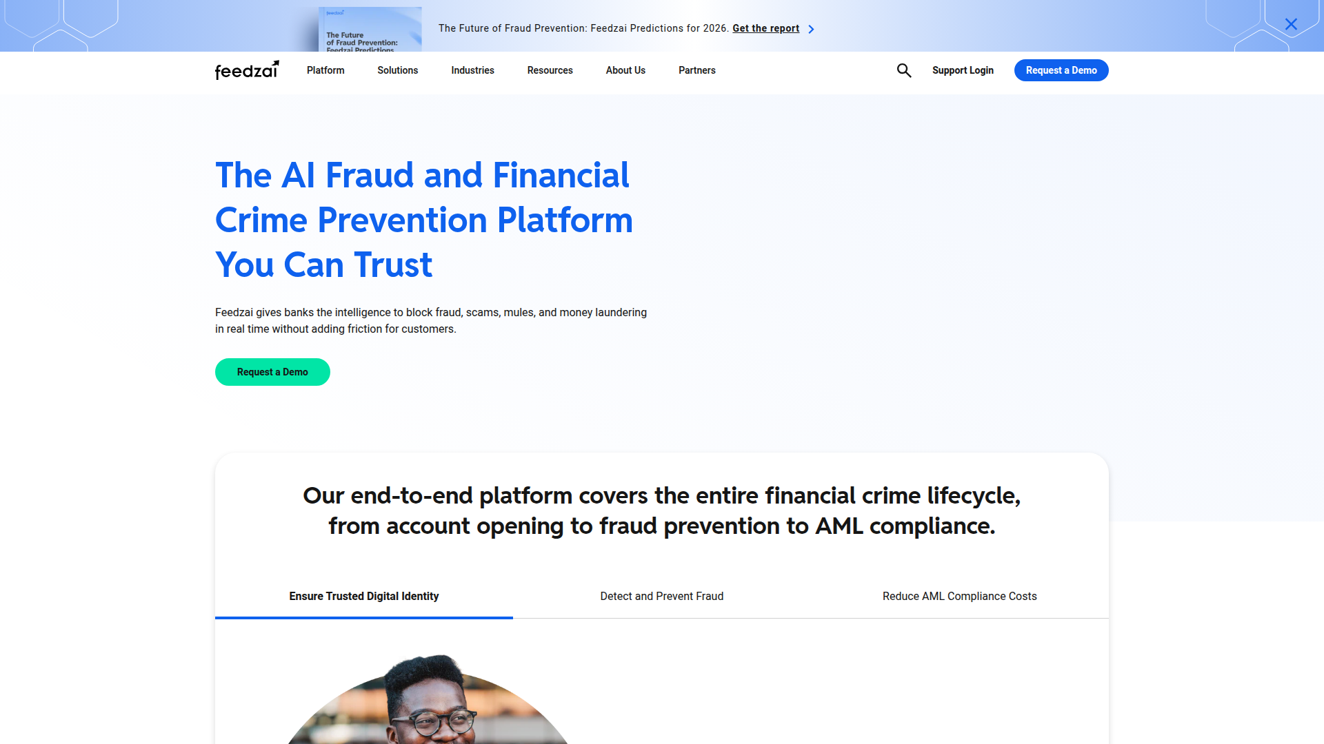 Feedzai homepage screenshot