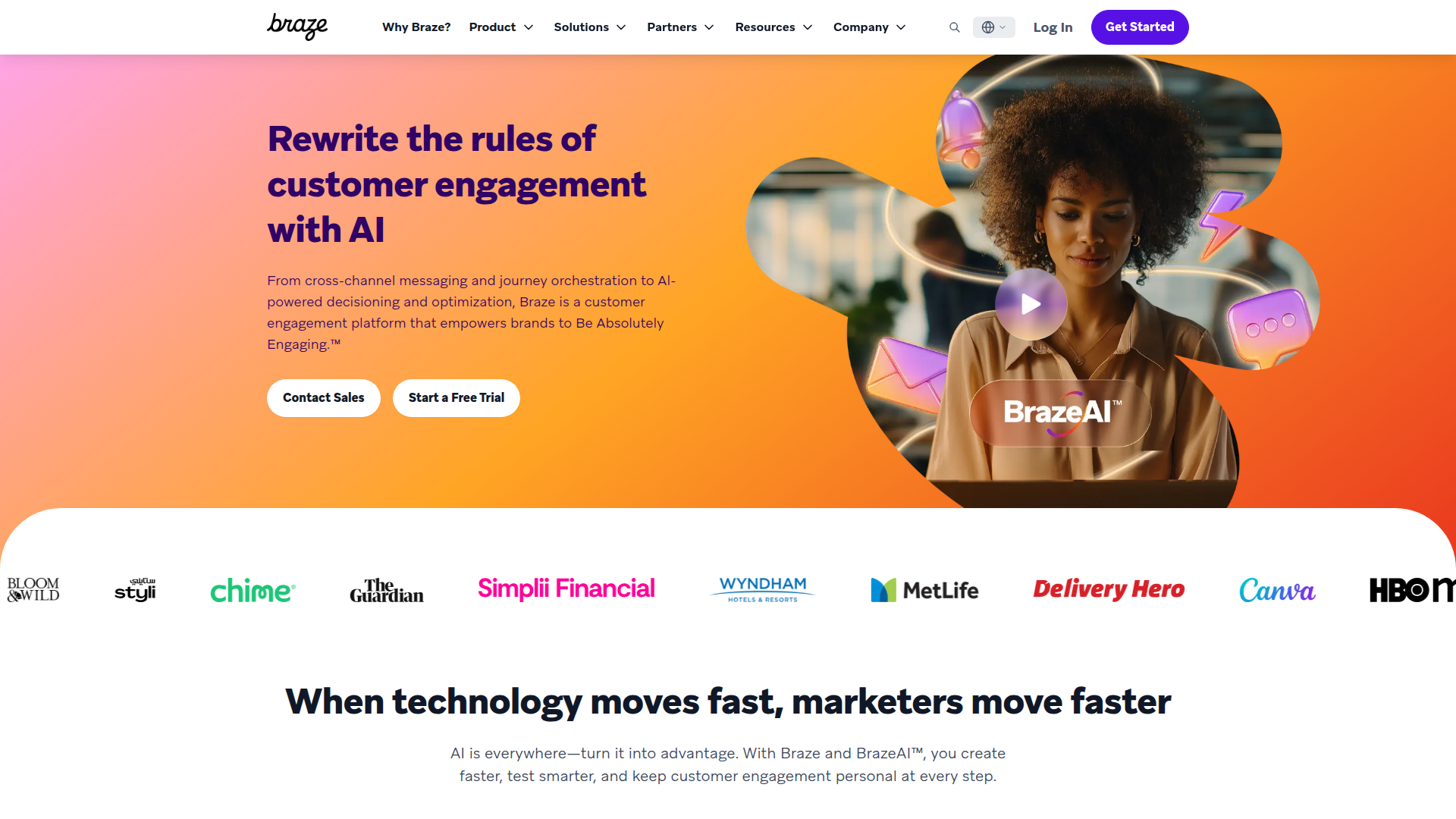 Braze homepage screenshot