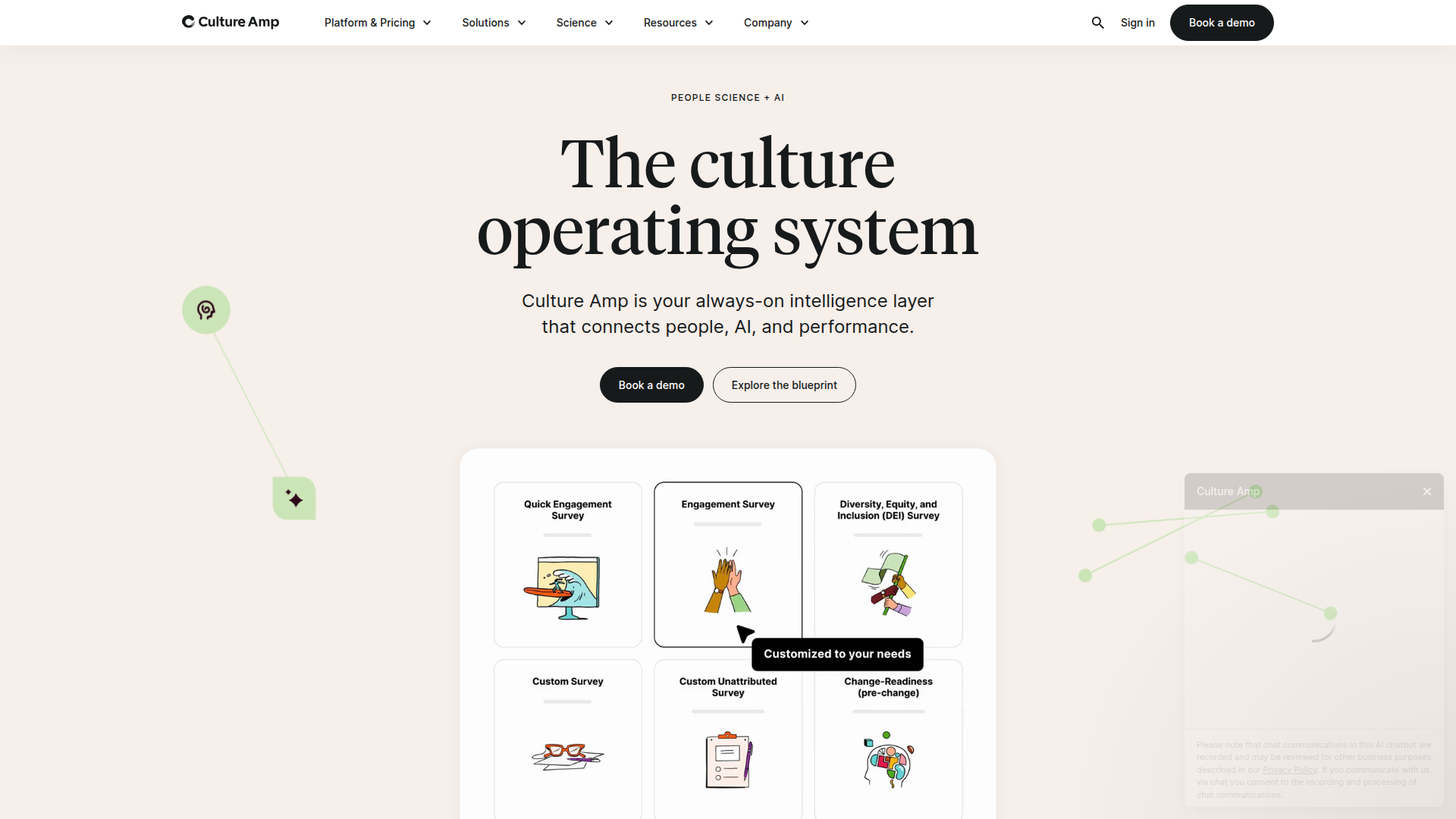 Culture Amp homepage screenshot