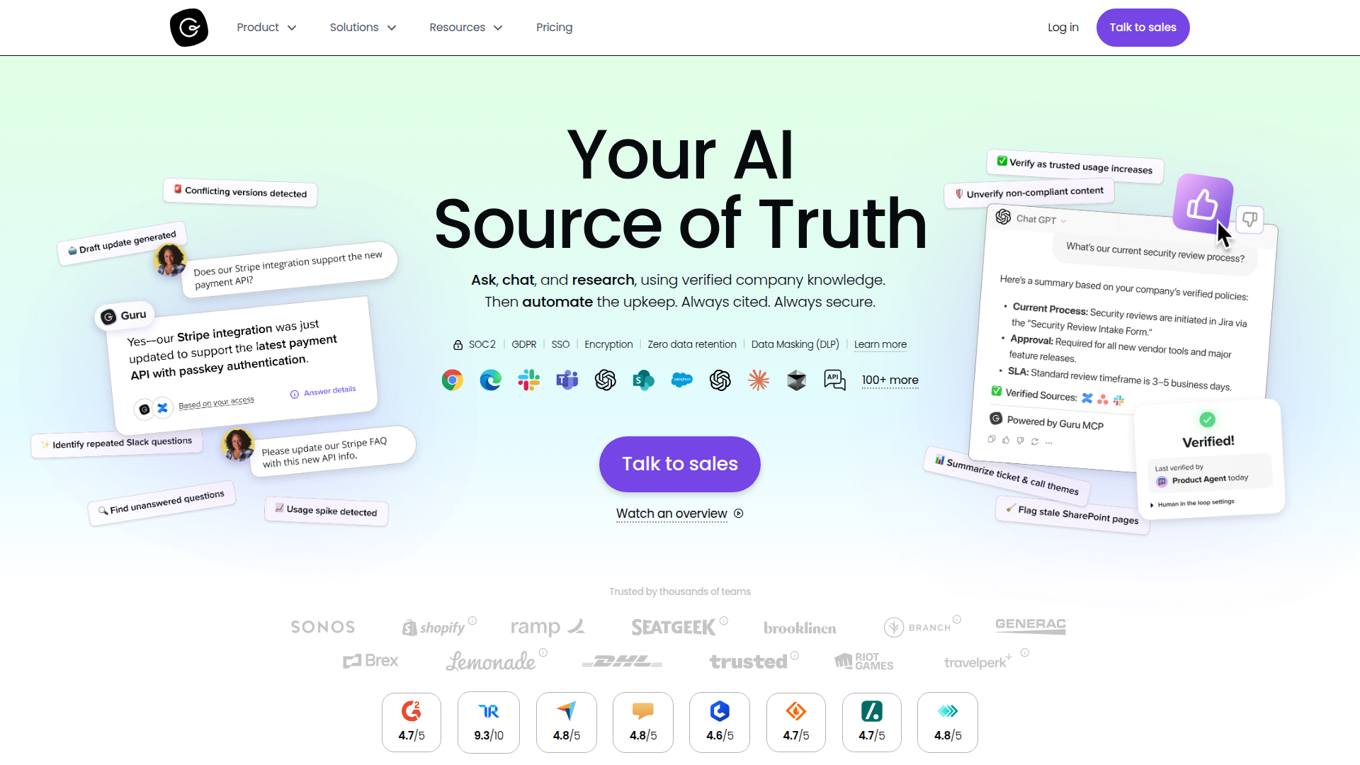 Guru homepage screenshot
