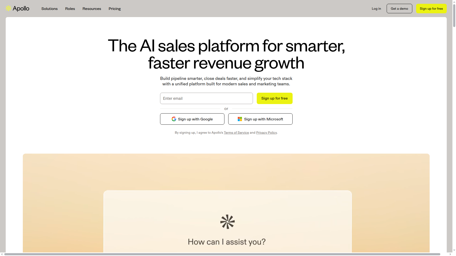 Apollo.io homepage screenshot