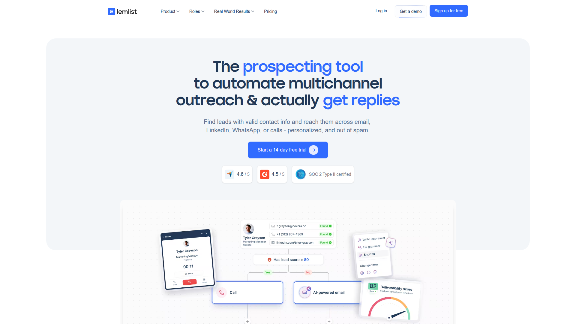 Lemlist homepage screenshot