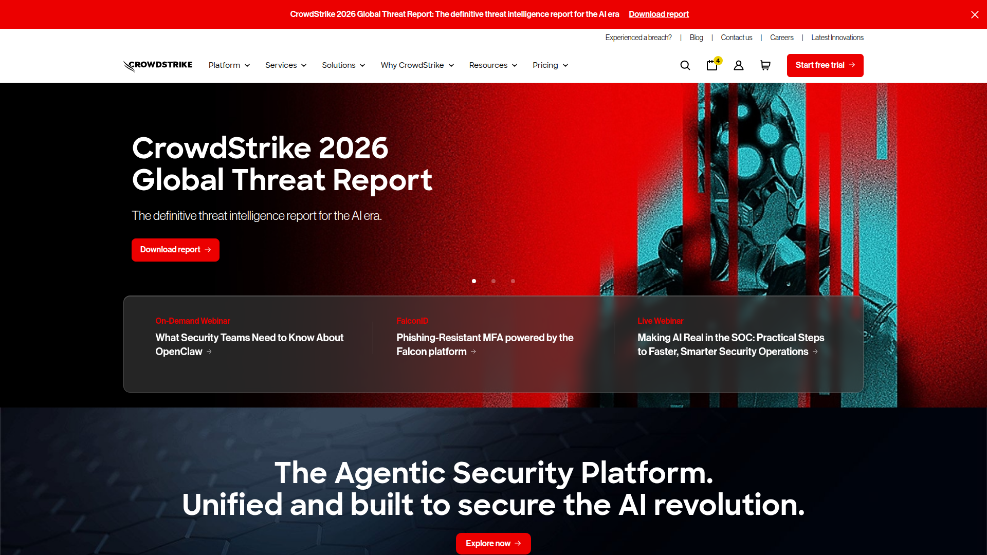 CrowdStrike homepage screenshot