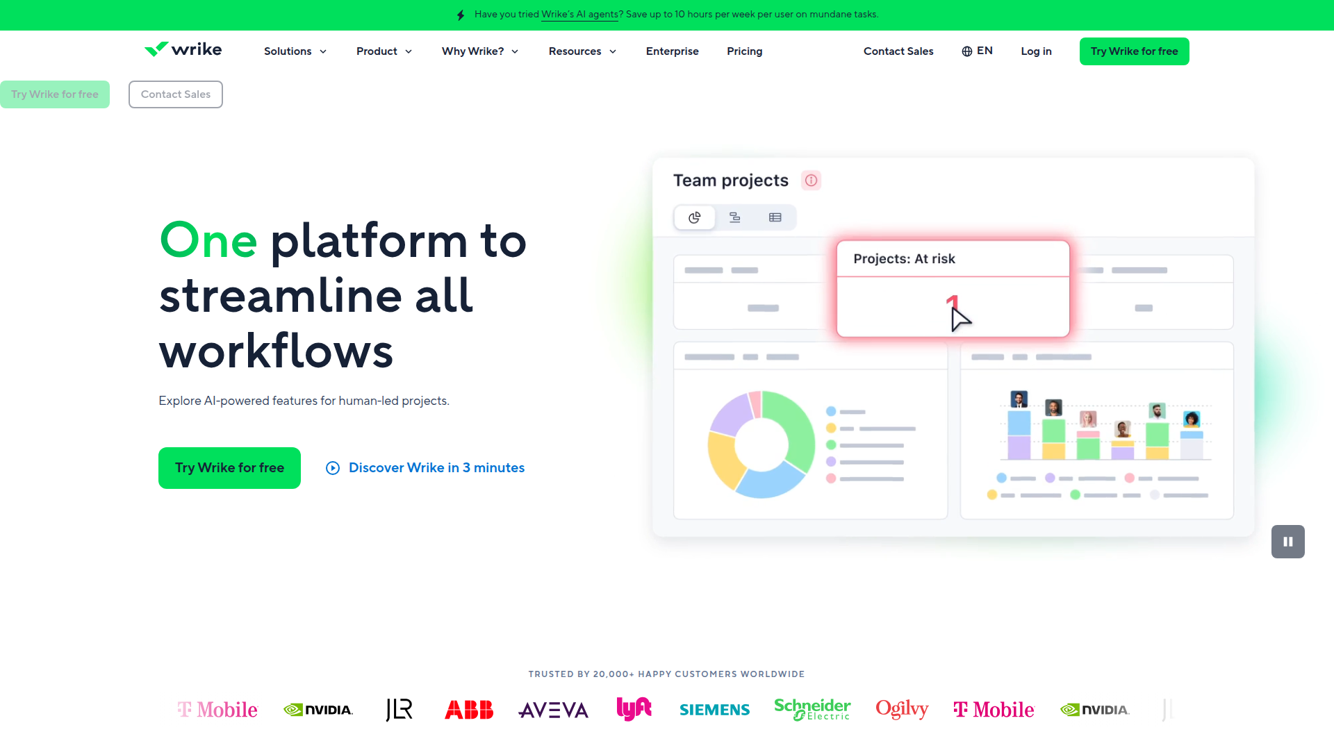 Wrike homepage screenshot
