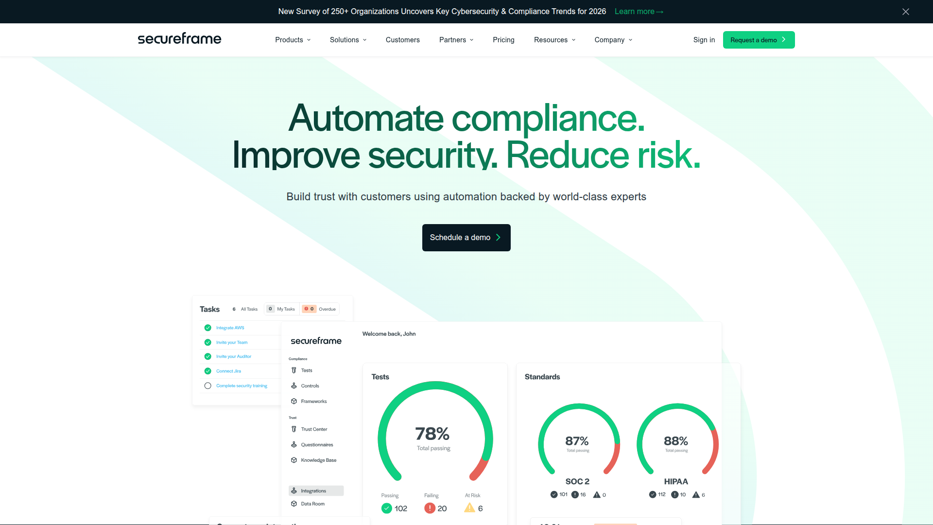 Secureframe homepage screenshot