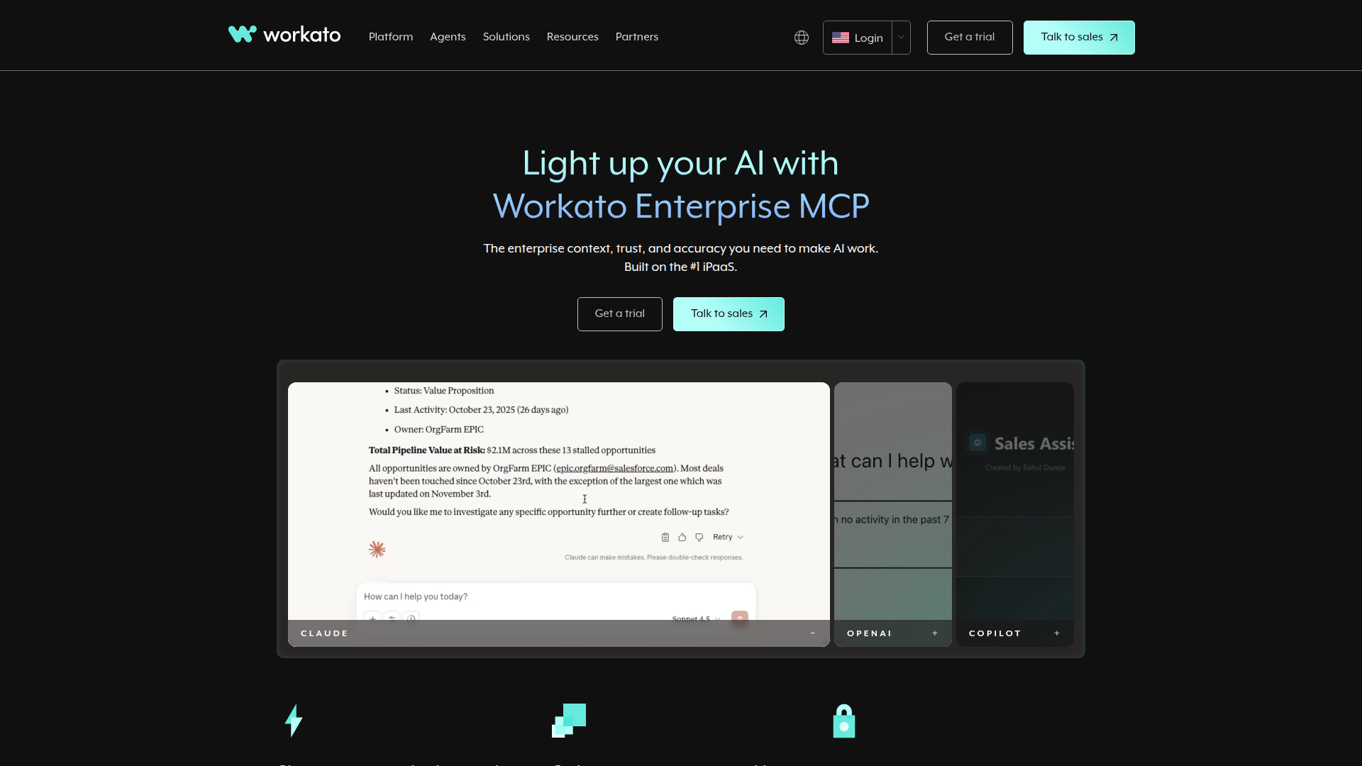 Workato homepage screenshot