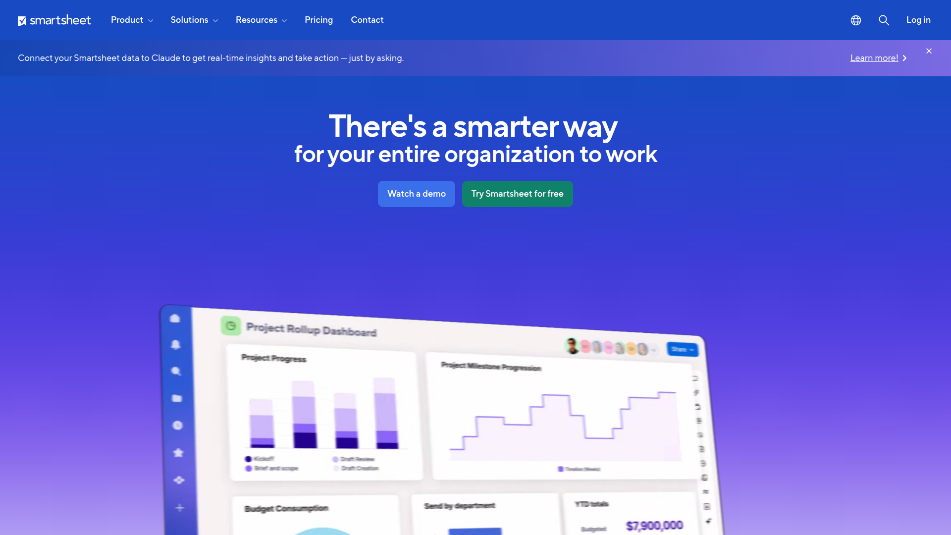 Smartsheet homepage screenshot