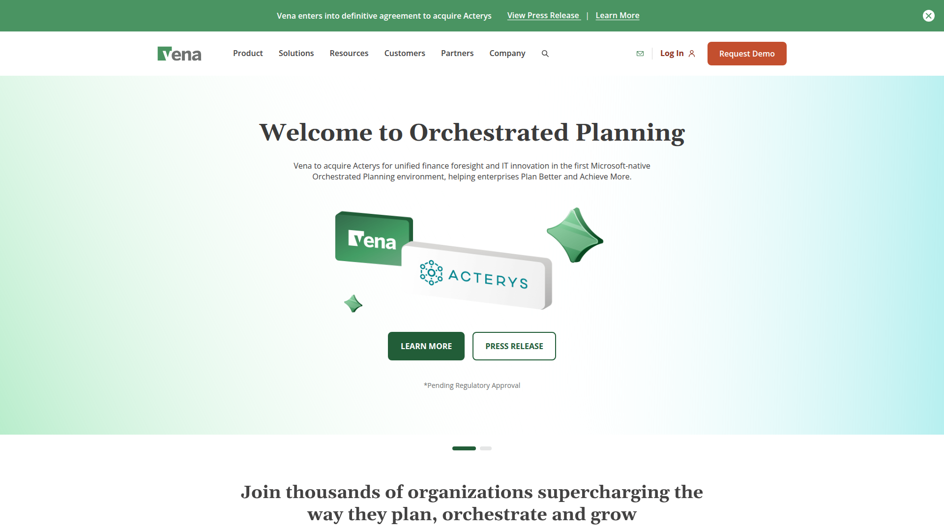 Vena Solutions homepage screenshot