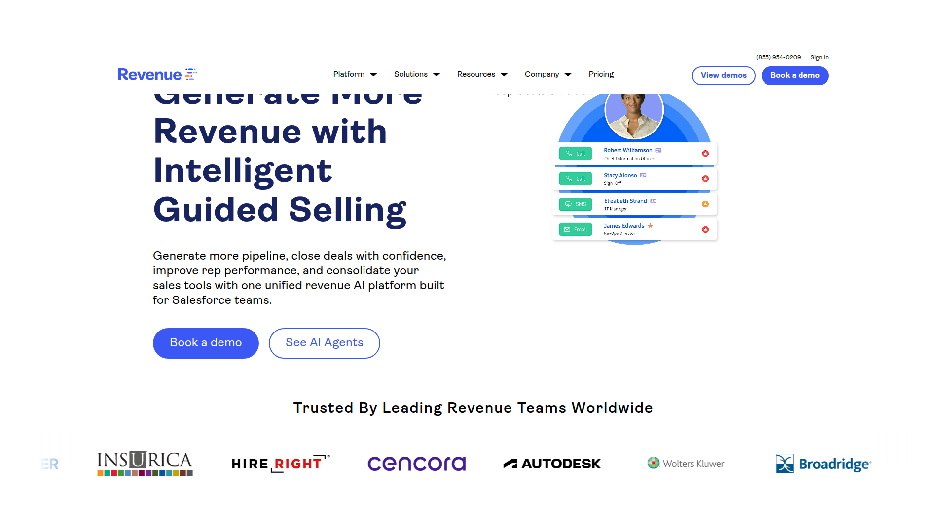 Revenue.io homepage screenshot