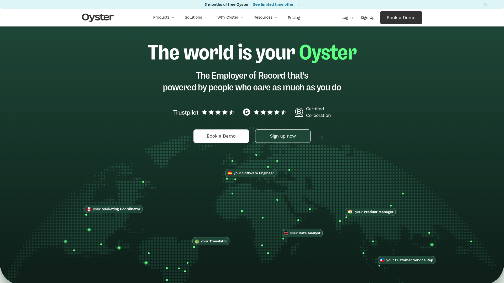 Oyster homepage screenshot