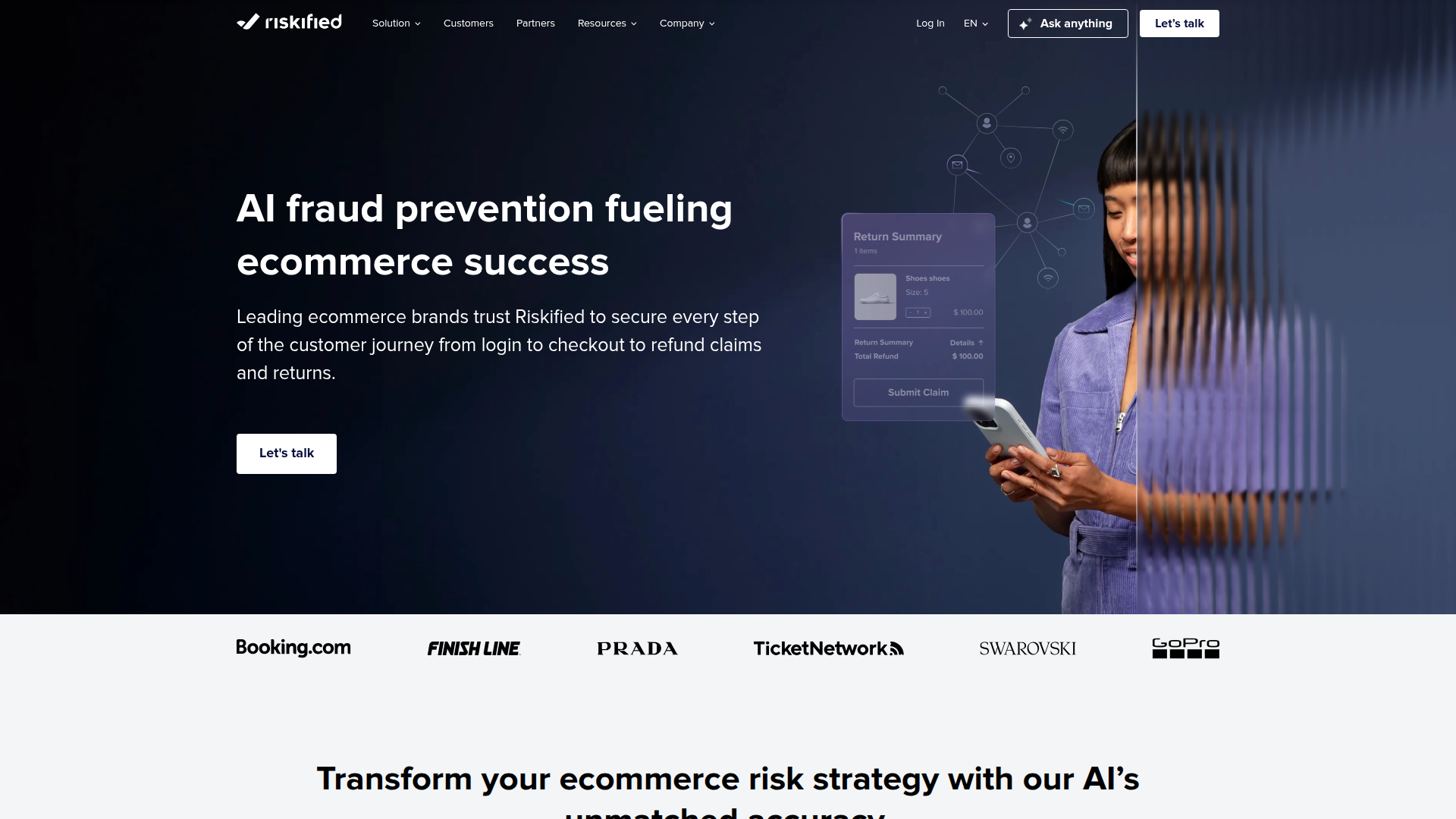Riskified homepage screenshot