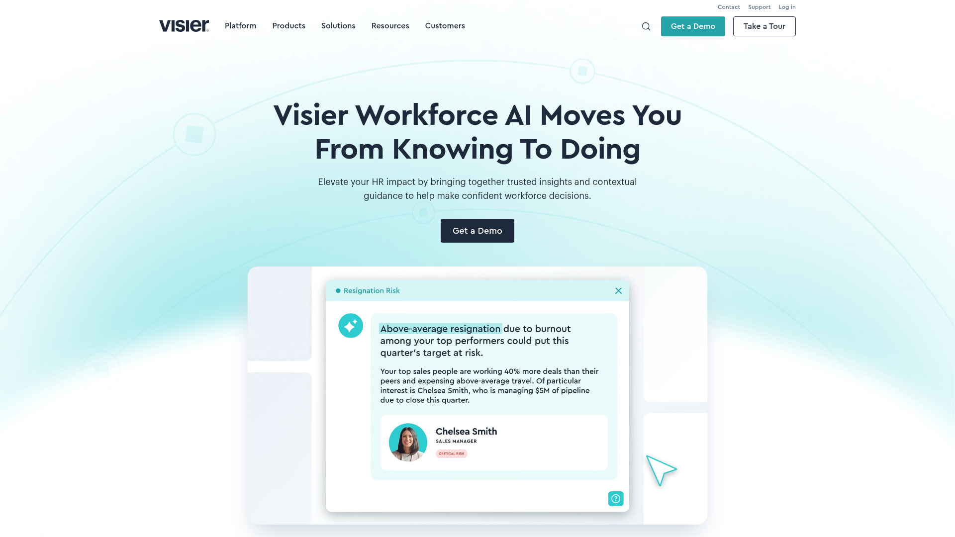 Visier homepage screenshot