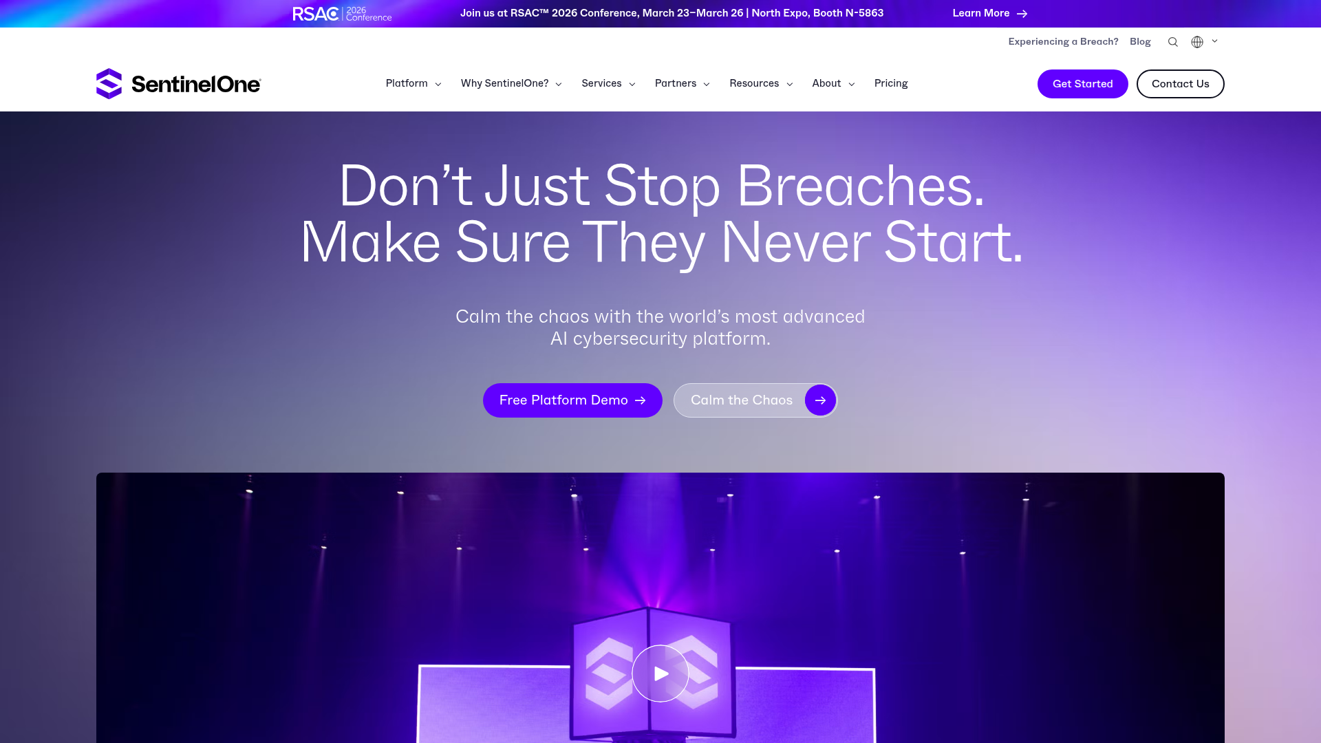 SentinelOne homepage screenshot