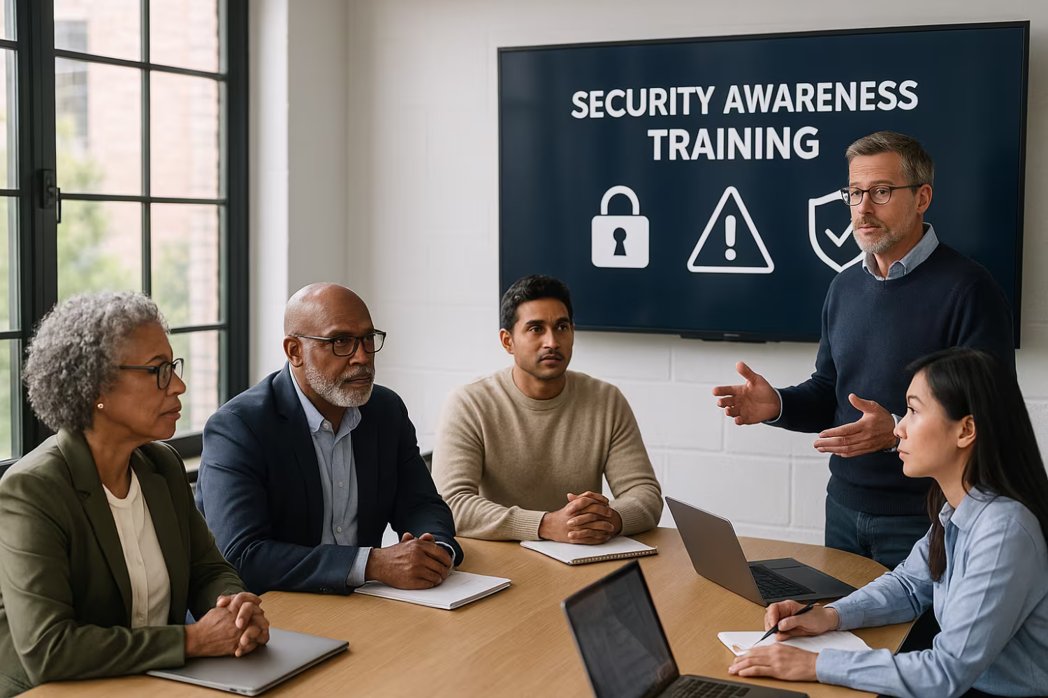 Diverse group during best security awareness training