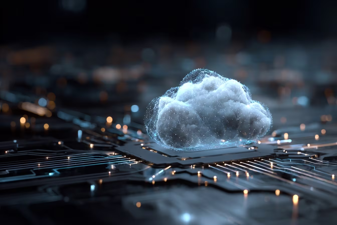 Futuristic cloud security architecture hologram