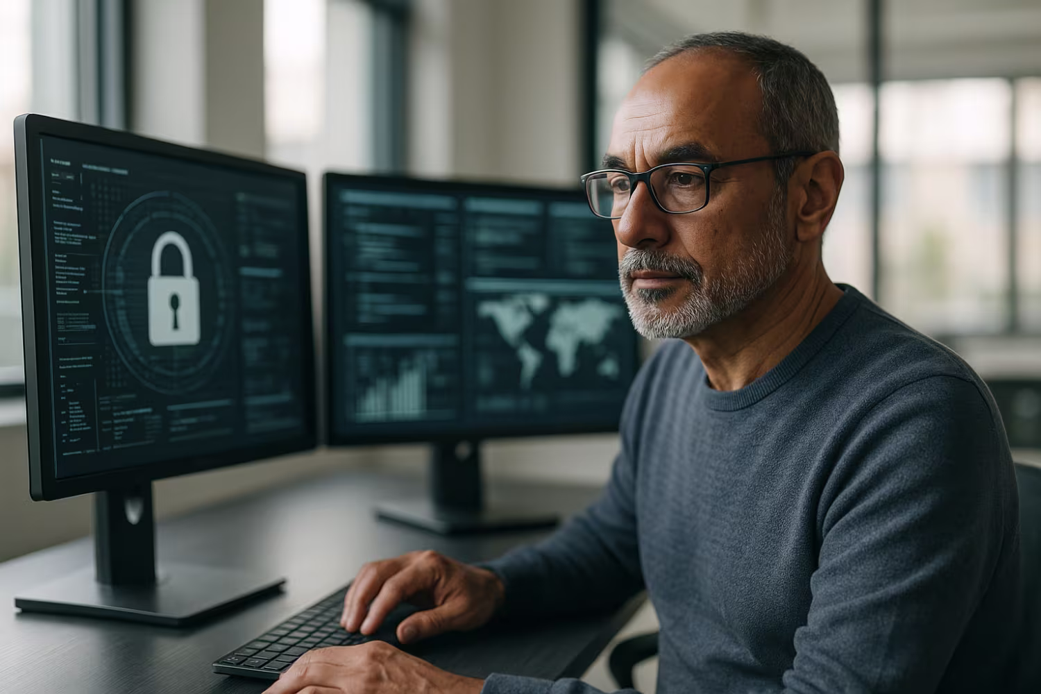 IT professional reviewing incident response