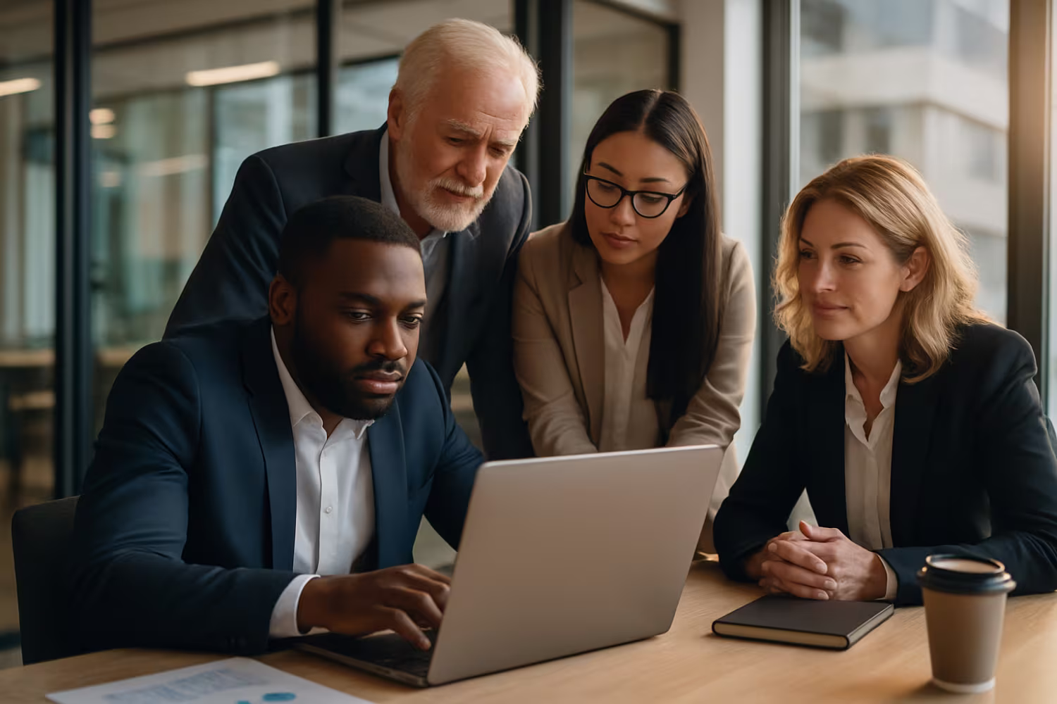 Diverse team collaborating, utilizing MFA